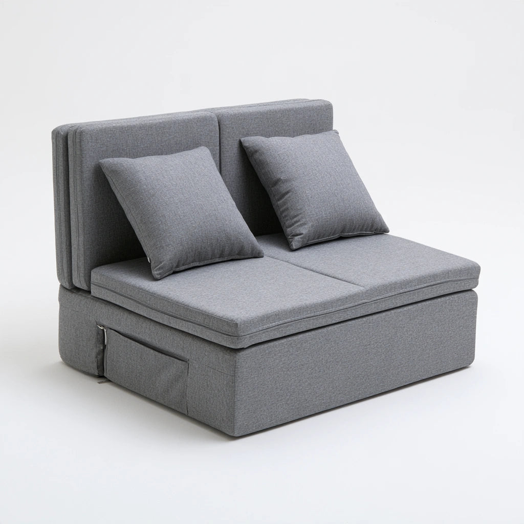 Nowoczesna sofa tapicerowana, składana konstrukcja, kolor: szary